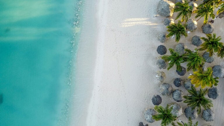 Aruba beach, aerial view